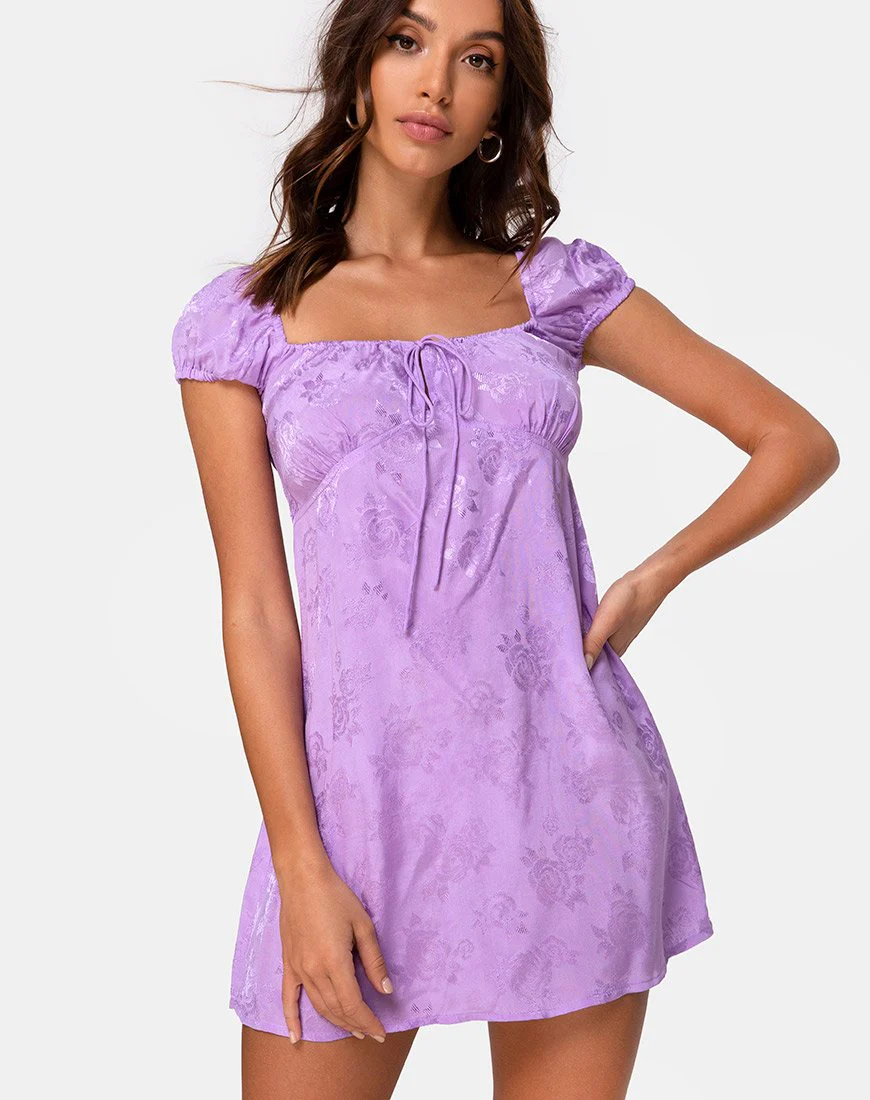 Gaval Mini Dress in Satin Rose Lilac - Image 3