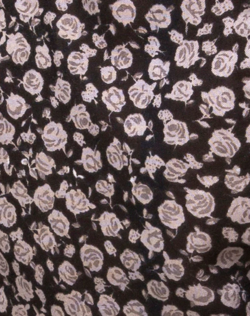 Gazalo Cropped Top in Ditsy Rose Black - Image 5