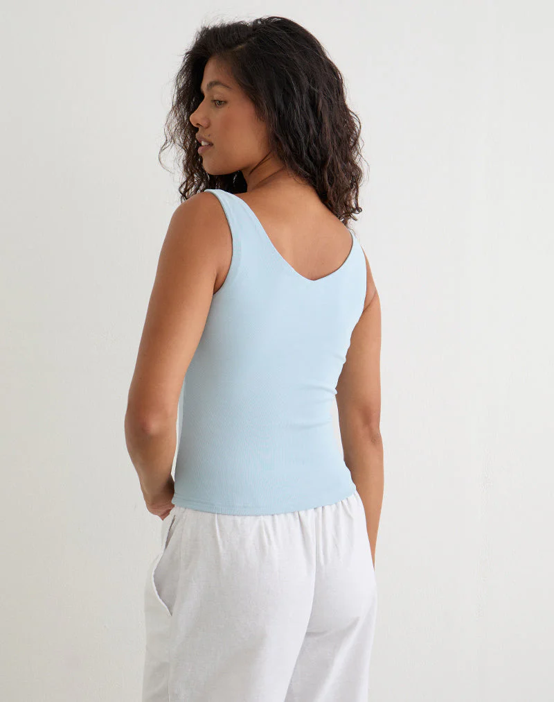 Gelita Vest with Pearl Buttons in Blue Eco Lyocell - Image 3