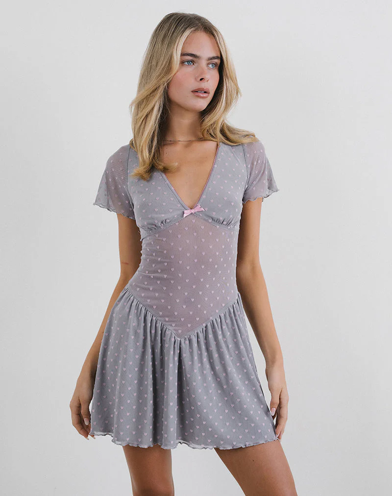 Geni Mini Dress in Heart Flock Grey - Image 5