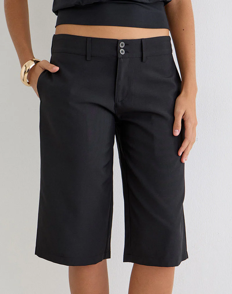 Geza Longline Short in Tailoring Black - Image 2