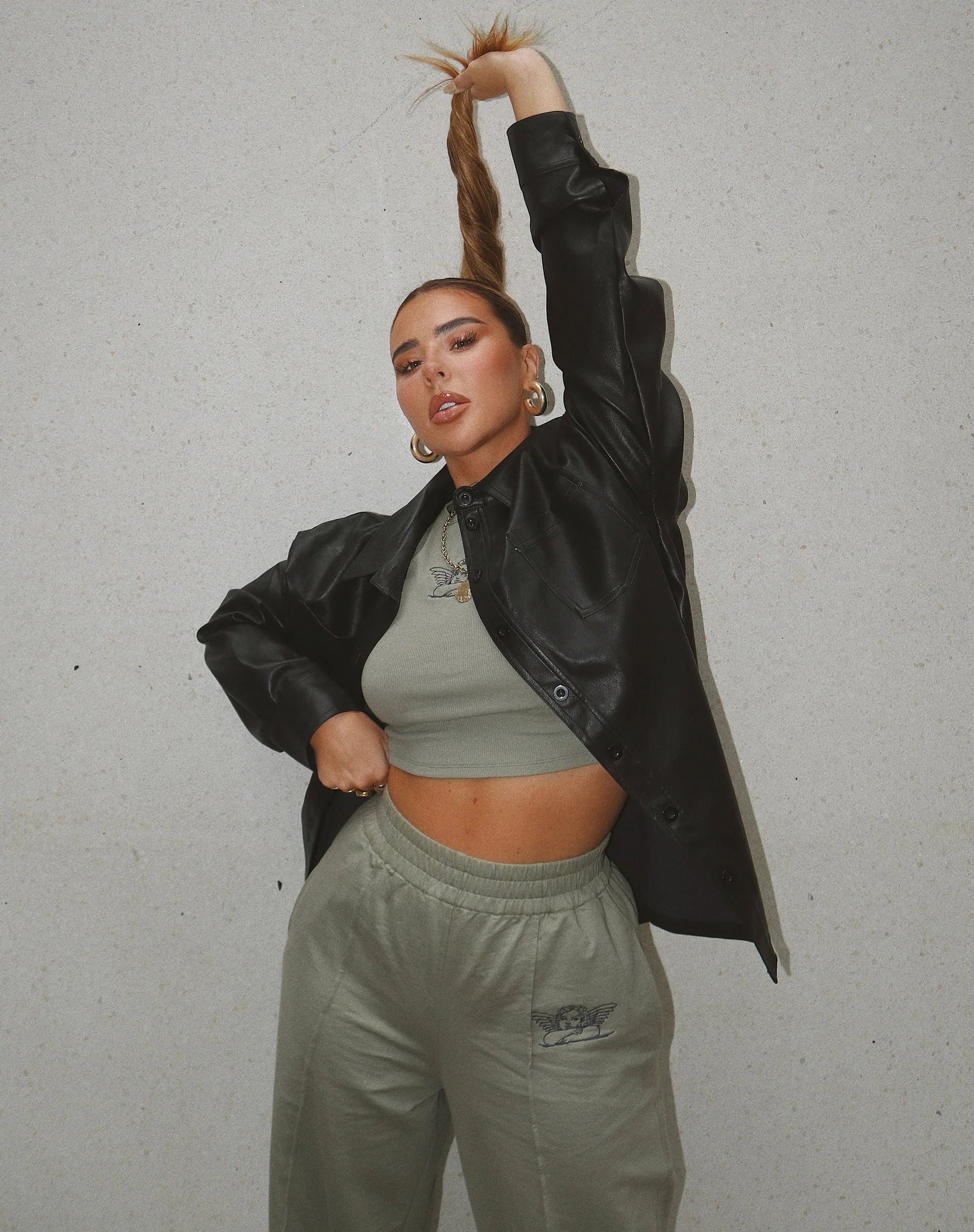Gimon Crop Top in Rib Grey Sage Angelo Embro - Image 2