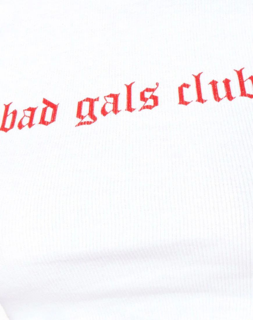 Givas Crop Top in White 'Bad Gals Club' in Red - Image 7
