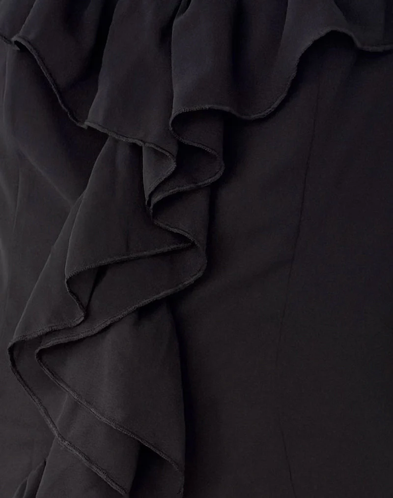 Glaiza Ruffle Cami Top in Black - Image 6