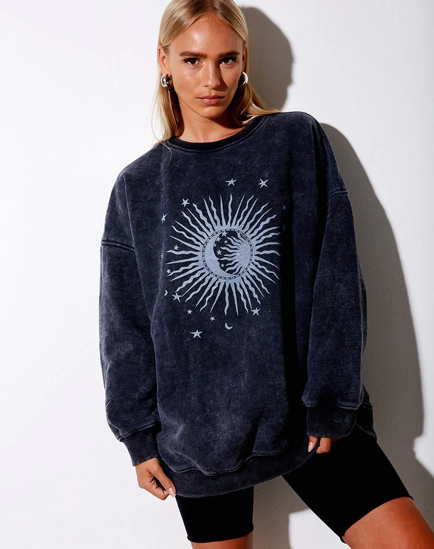 Glo Sweatshirt in Black Stone Wash Cosmos - Image 2