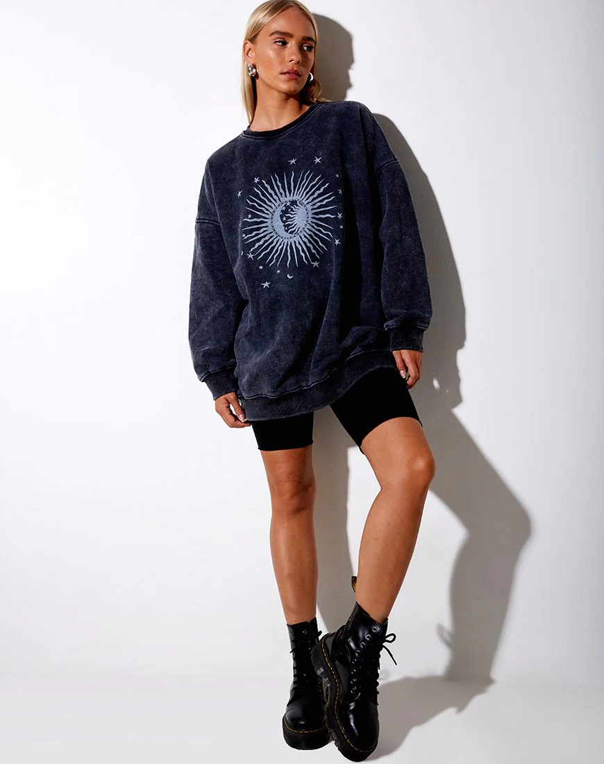 Glo Sweatshirt in Black Stone Wash Cosmos - Image 5