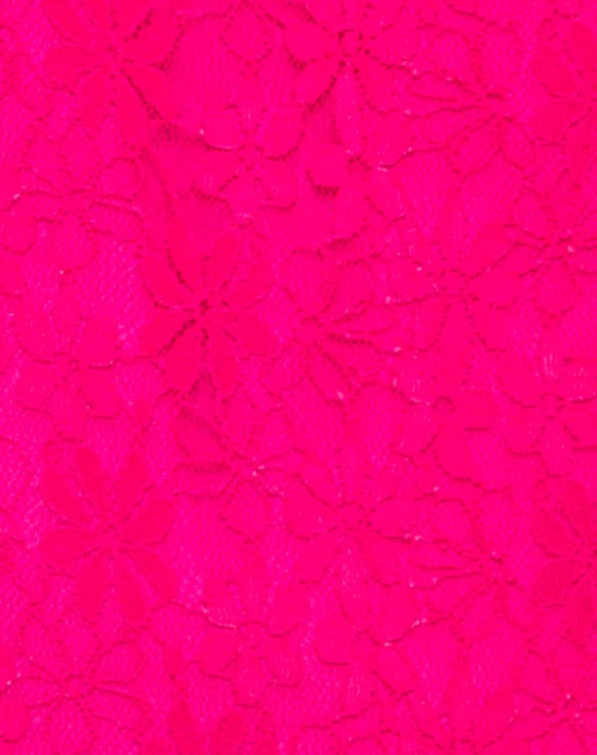 Goddess Swimsuit in Lace Fuschia Pink - Image 5