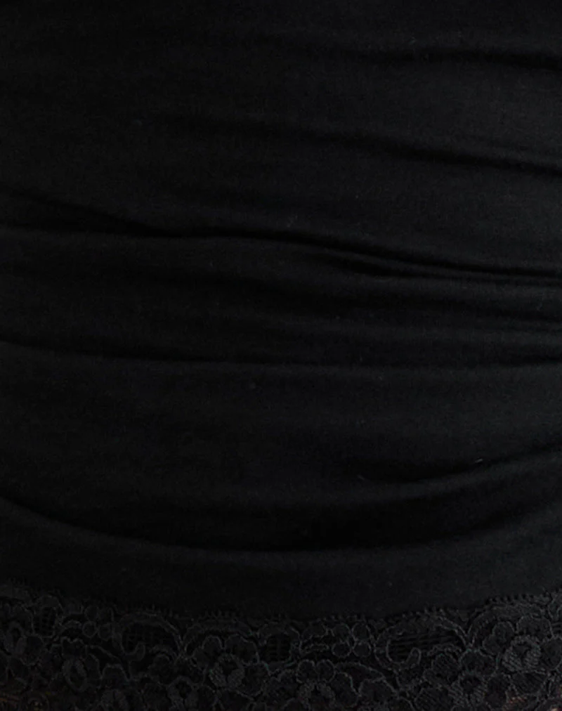 Gomira Long Sleeve Top in Black with Lace Trim - Image 5