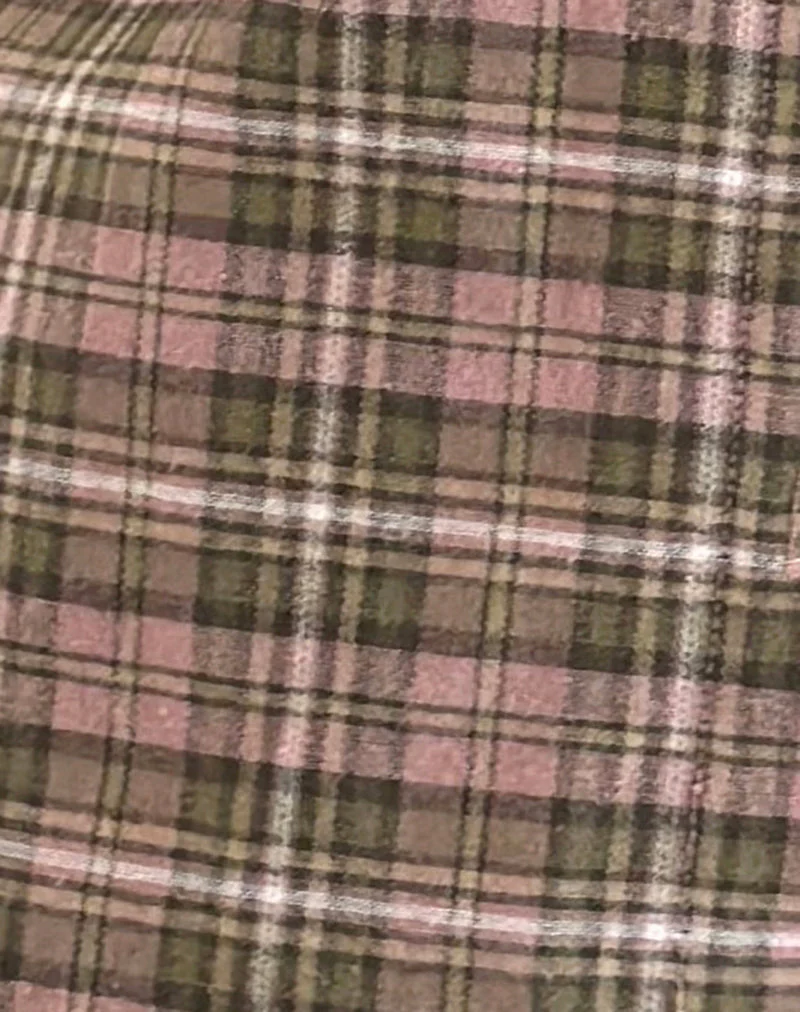 Gosanri Short Sleeve Shirt in Pink and Green Check - Image 6