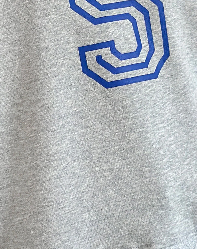 Govel Sweatshirt in Grey Marl with Cobalt Blue 5 Motif - Image 7
