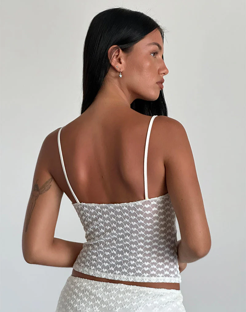 Grafika Cami Top in Ivory Heart Lace - Image 5