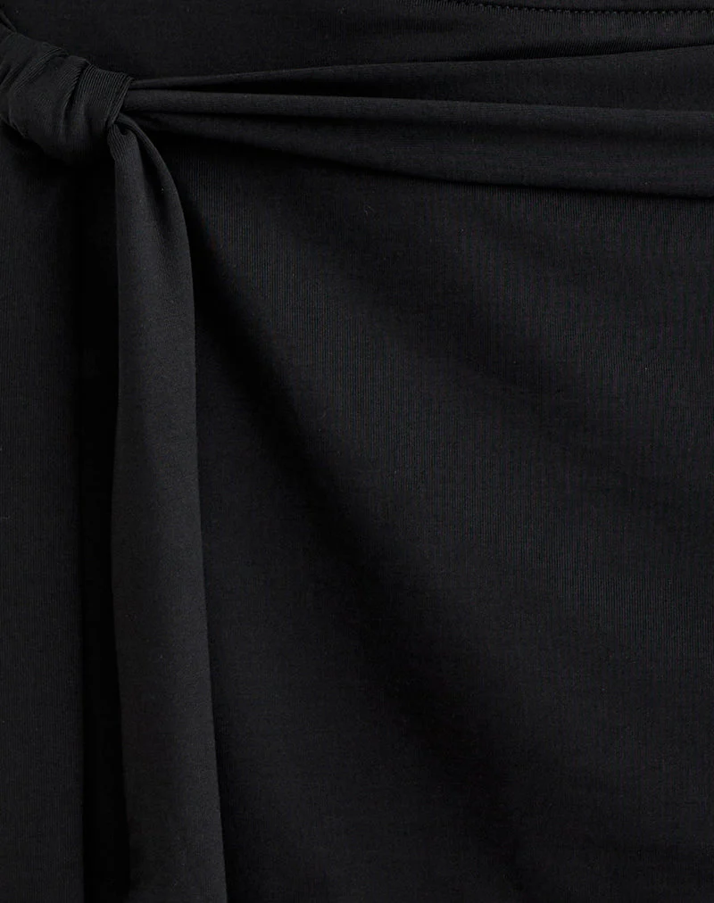 Grecia Tie Mini Skirt in Cupro Black - Image 6