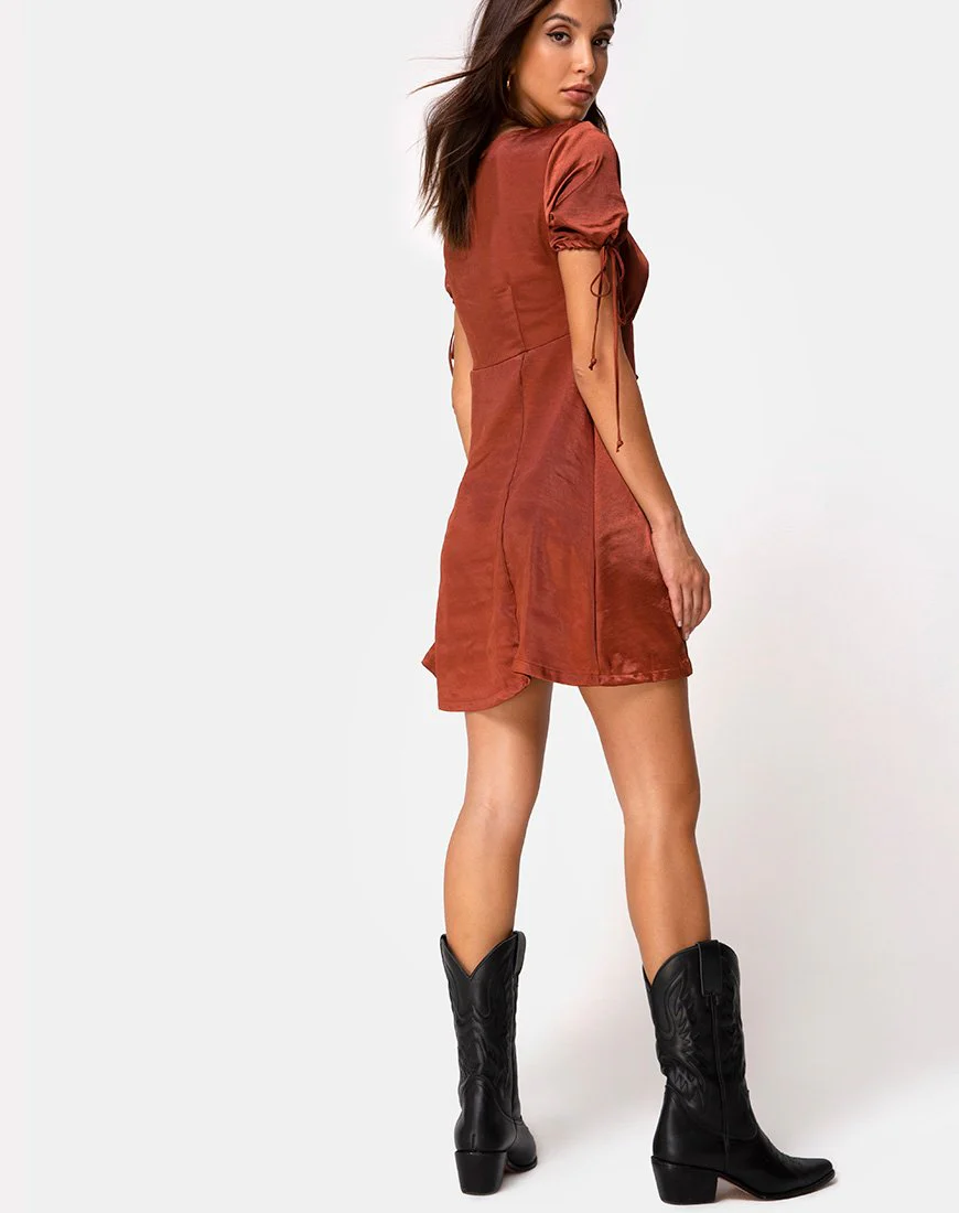 Guenette Dress in Dark Rust - Image 4