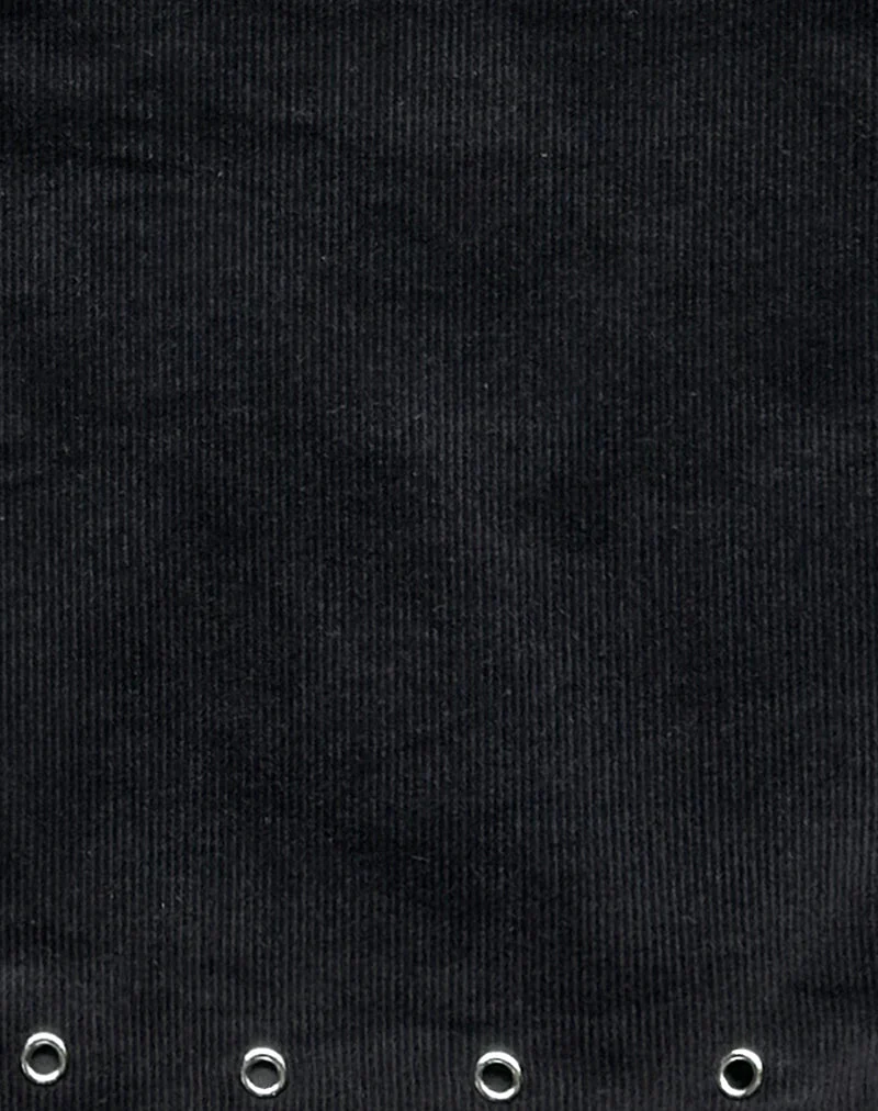 Gundar Eyelet Bag in Babycord Black - Image 3