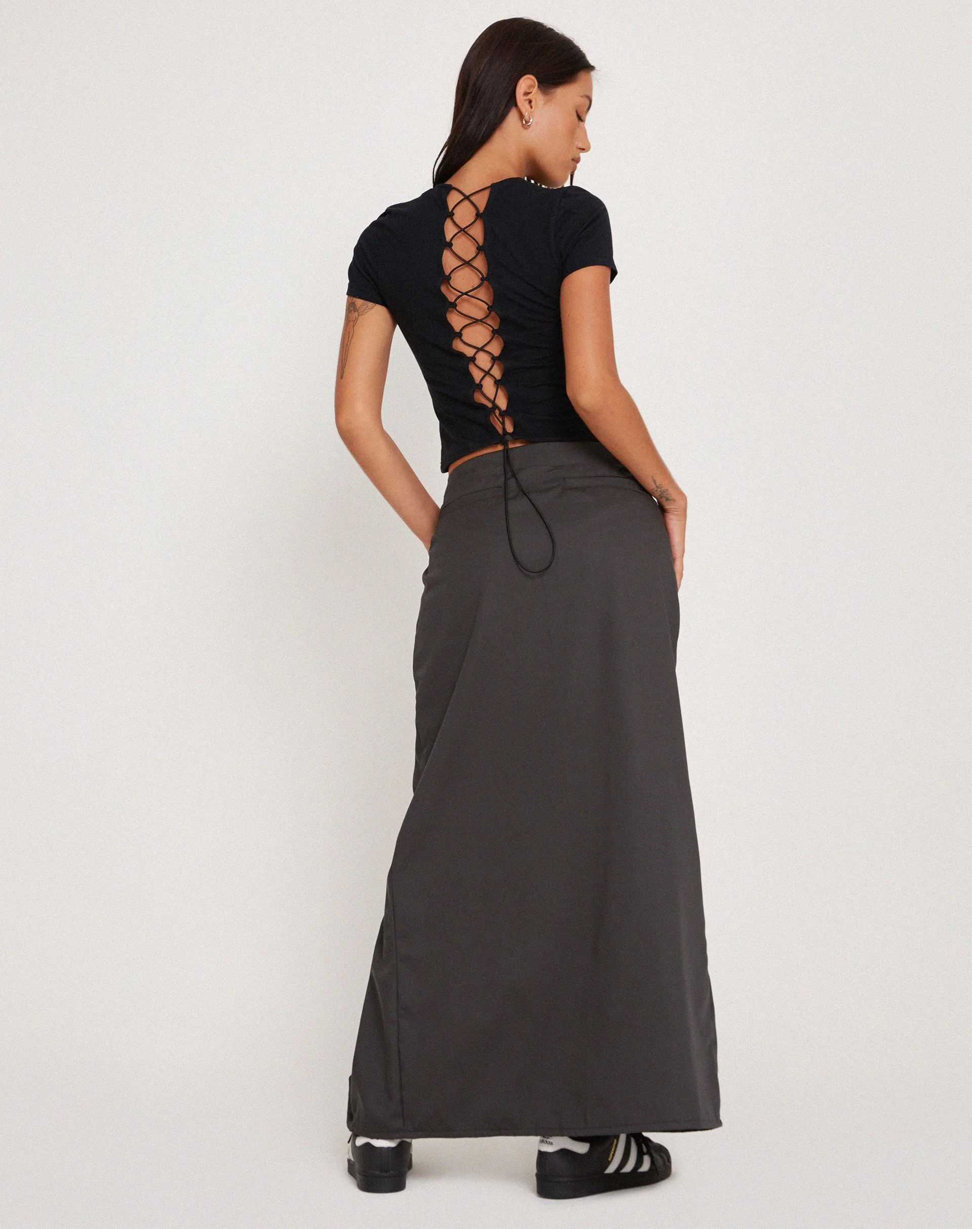 Haisley Maxi Cargo Skirt in Dark Grey - Image 3