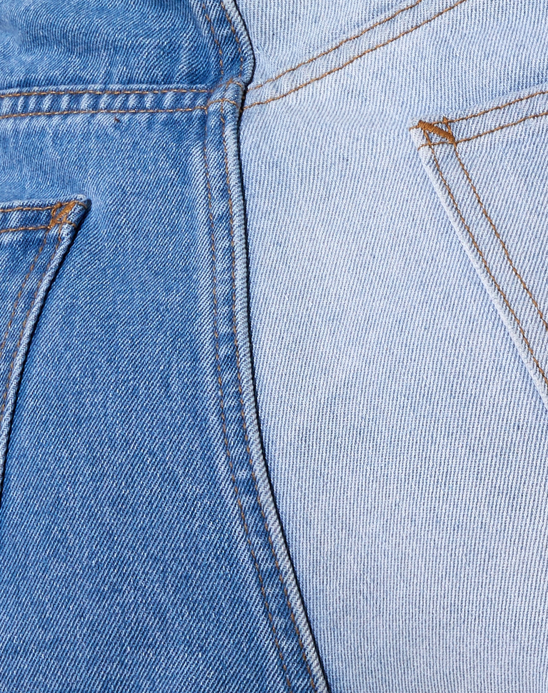Half and Half Parallel Jean in Light Wash and Bleach Denim - Image 7