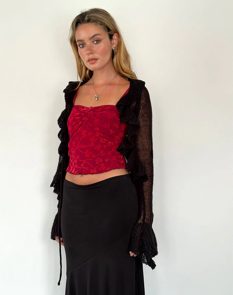 Hali Cami Top in Grunge Floral Flock Red - Image 2