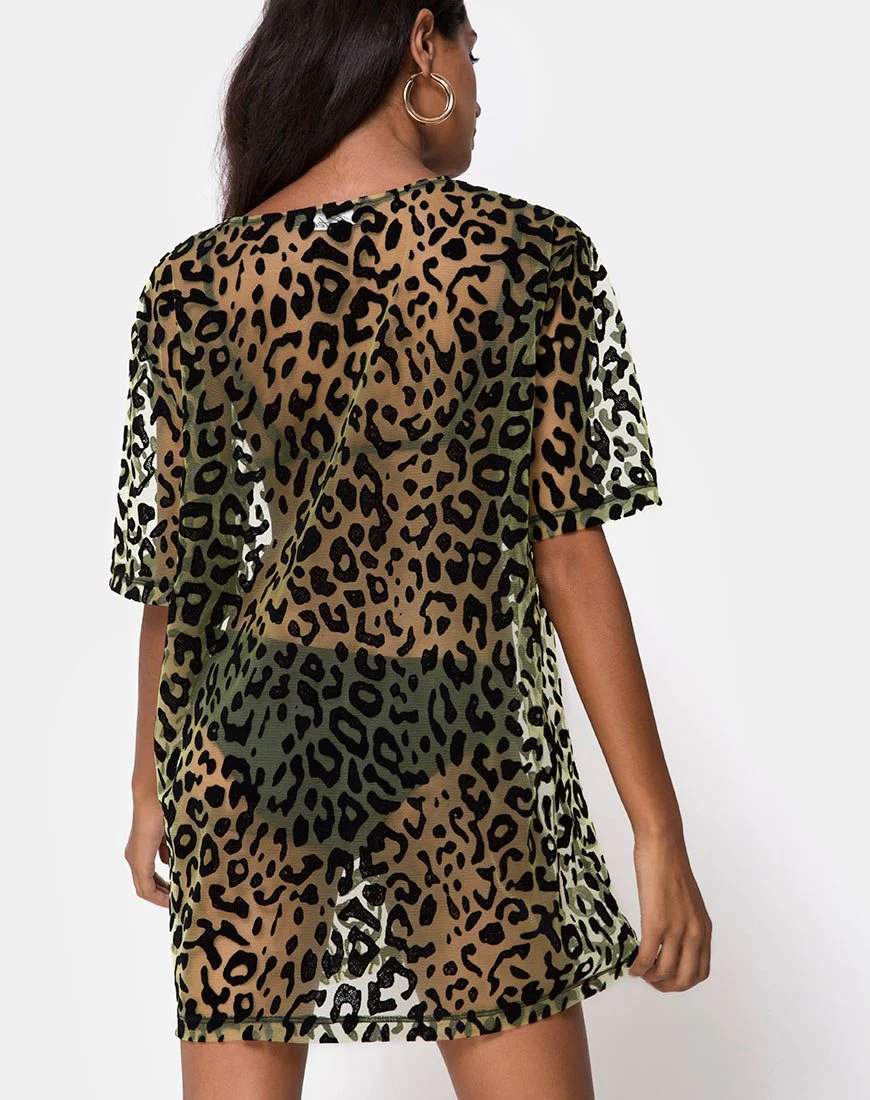 Harlow Dress in Lime Animal Flock - Image 4