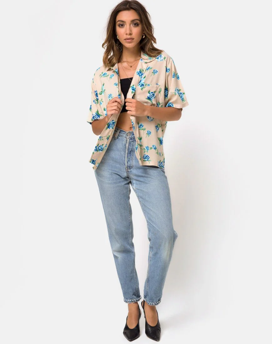 Hawaiian Shirt in Rose Blossom Blue - Image 3