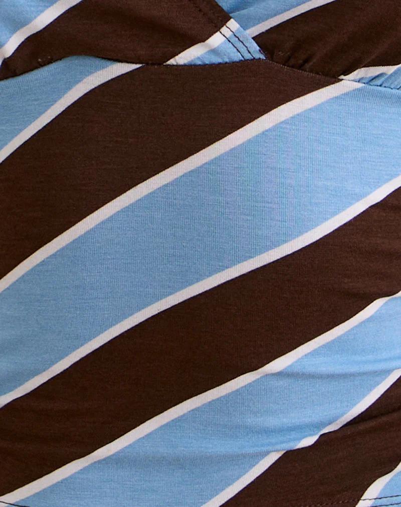 Haya Plunge Top in Retro Stripe Blue - Image 6