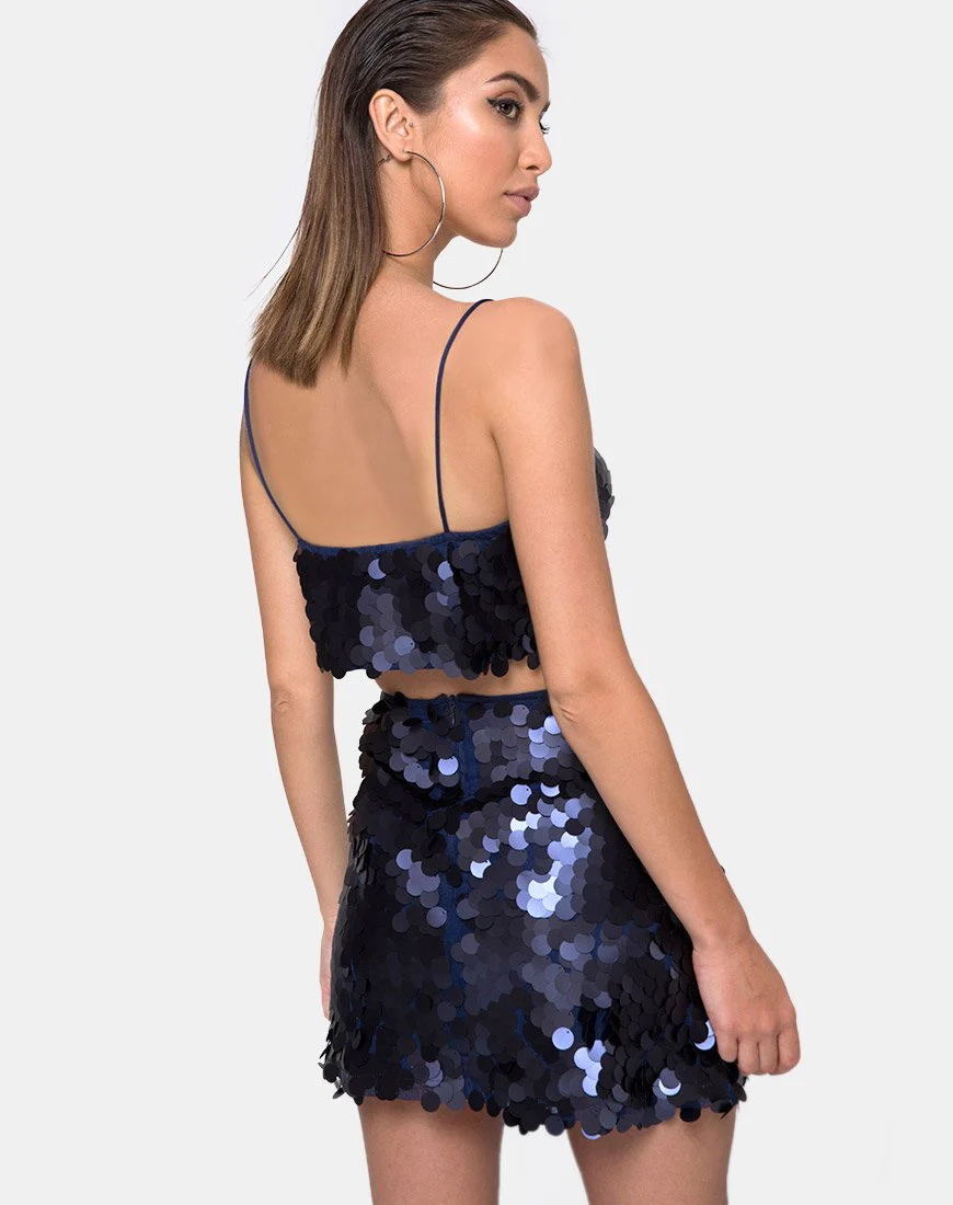 Helena Skirt in Fishcale Sequin Midnight - Image 2