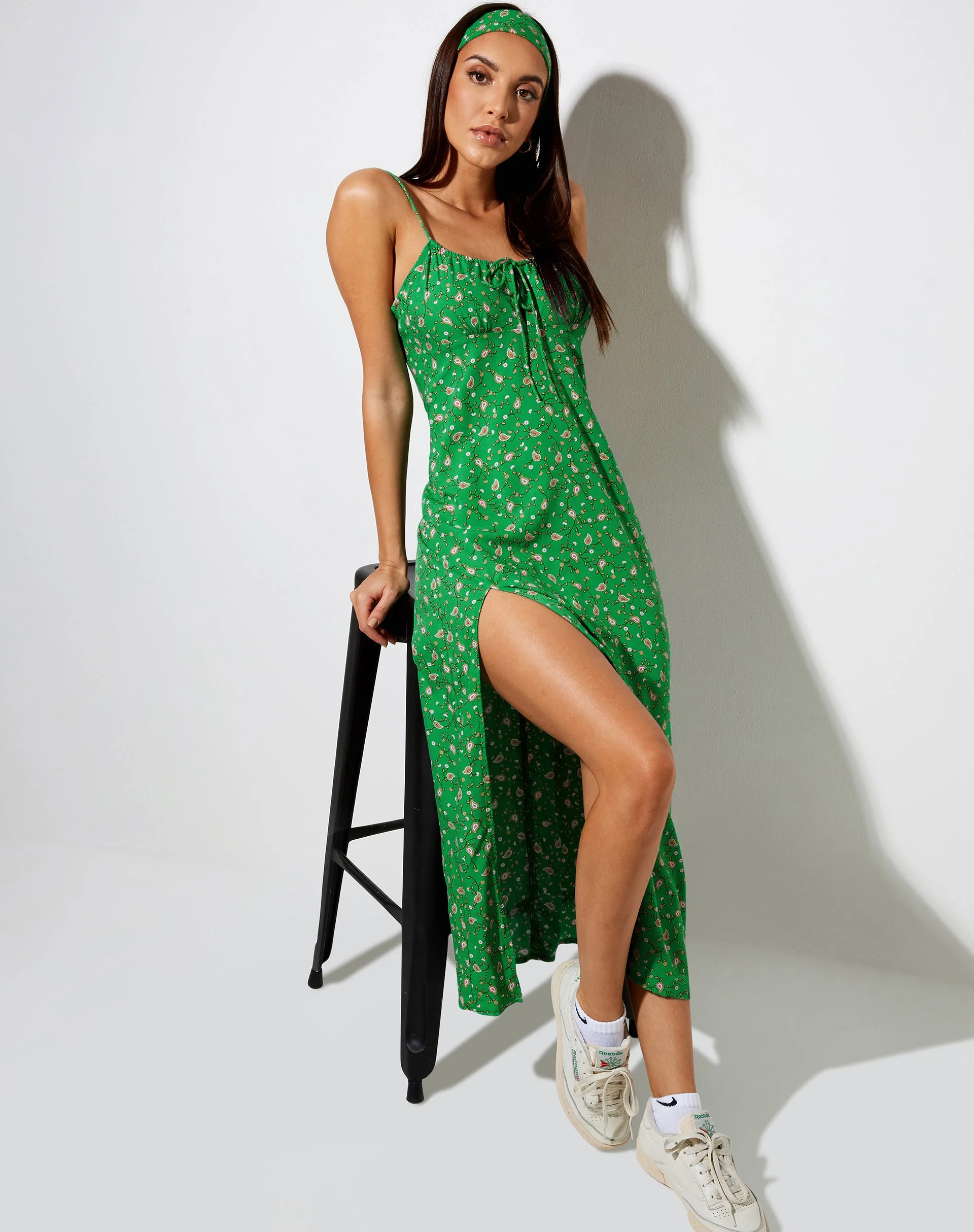 Herbert Midi Dress in Paisley Fun Green - Image 4