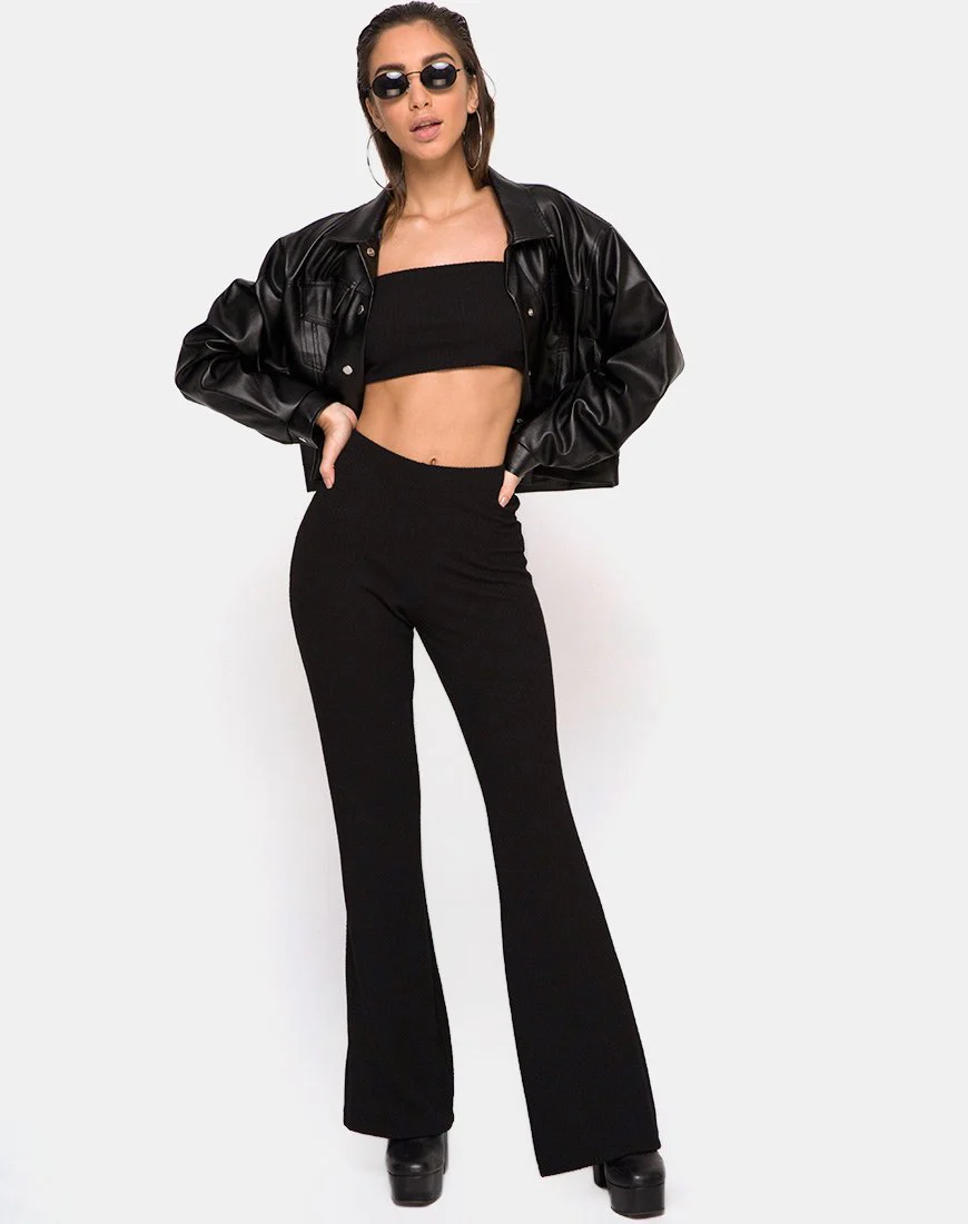 Herlom Flare Trousers in Black - Image 2