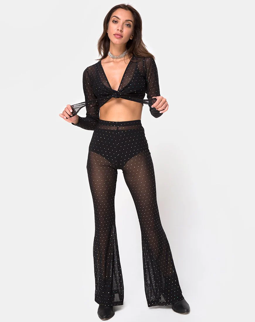 Herlom Flare Trouser in Net Crystal Black  X Princess Polly - Image 3