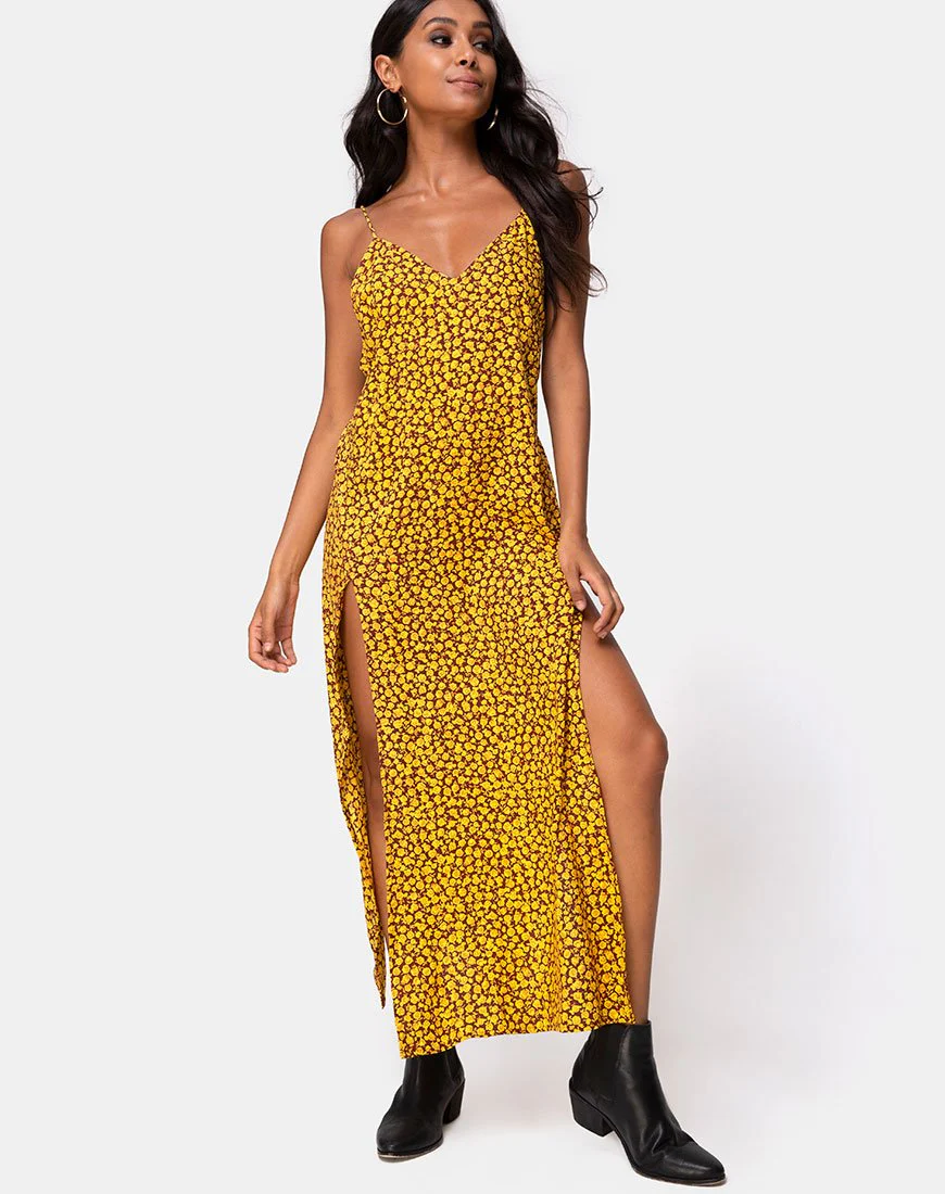 Hime Maxi Dress in Ditsy Rose Marigold - Image 3
