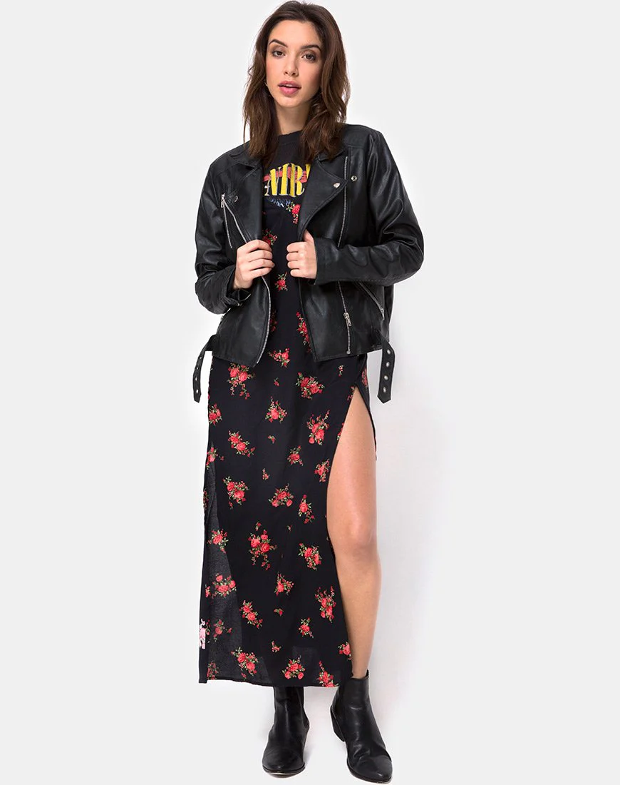 Hime Maxi Dress in Soi Rose Black and Red - Image 3