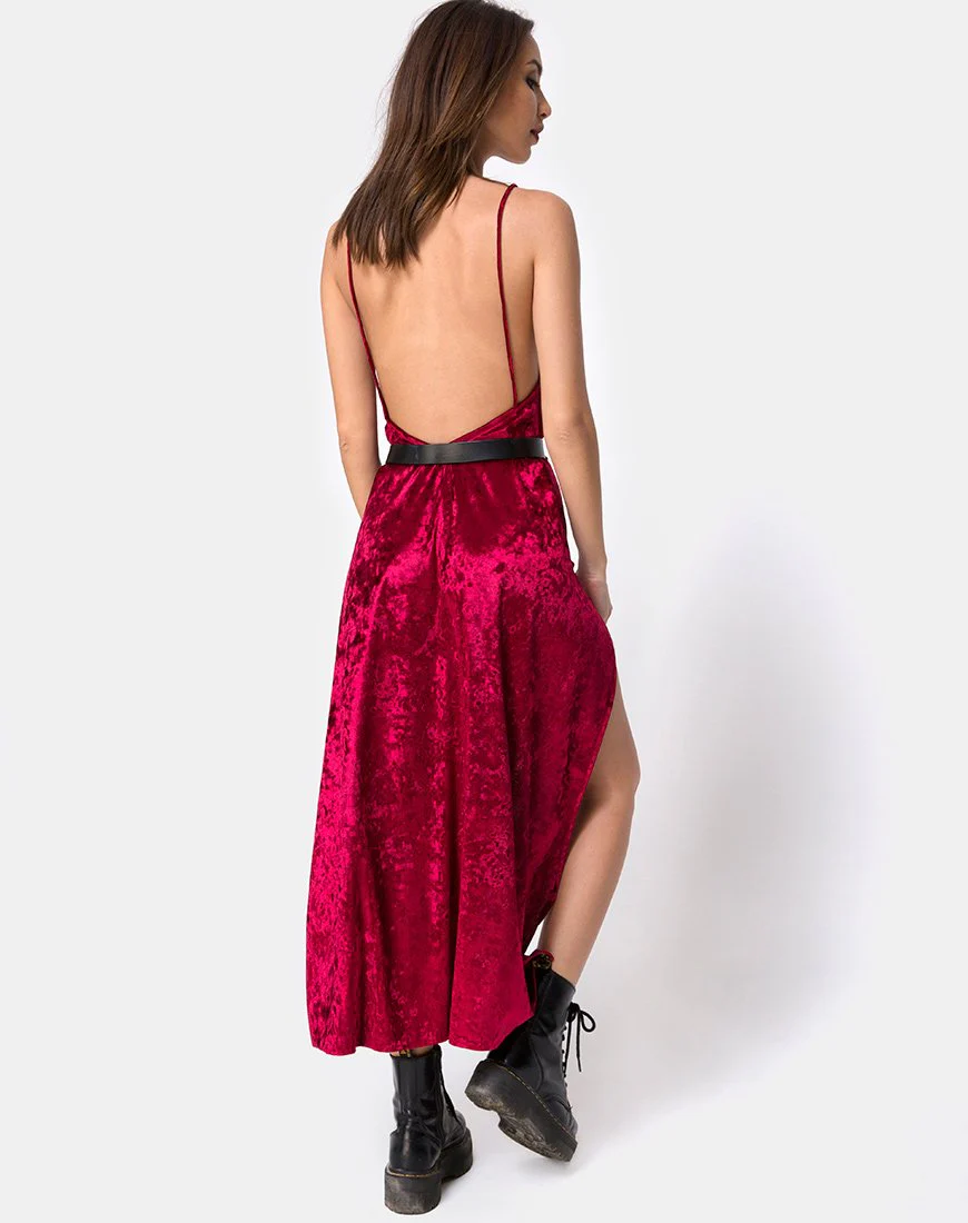 Hime Maxi Dress in Burgundy Velvet - Image 2