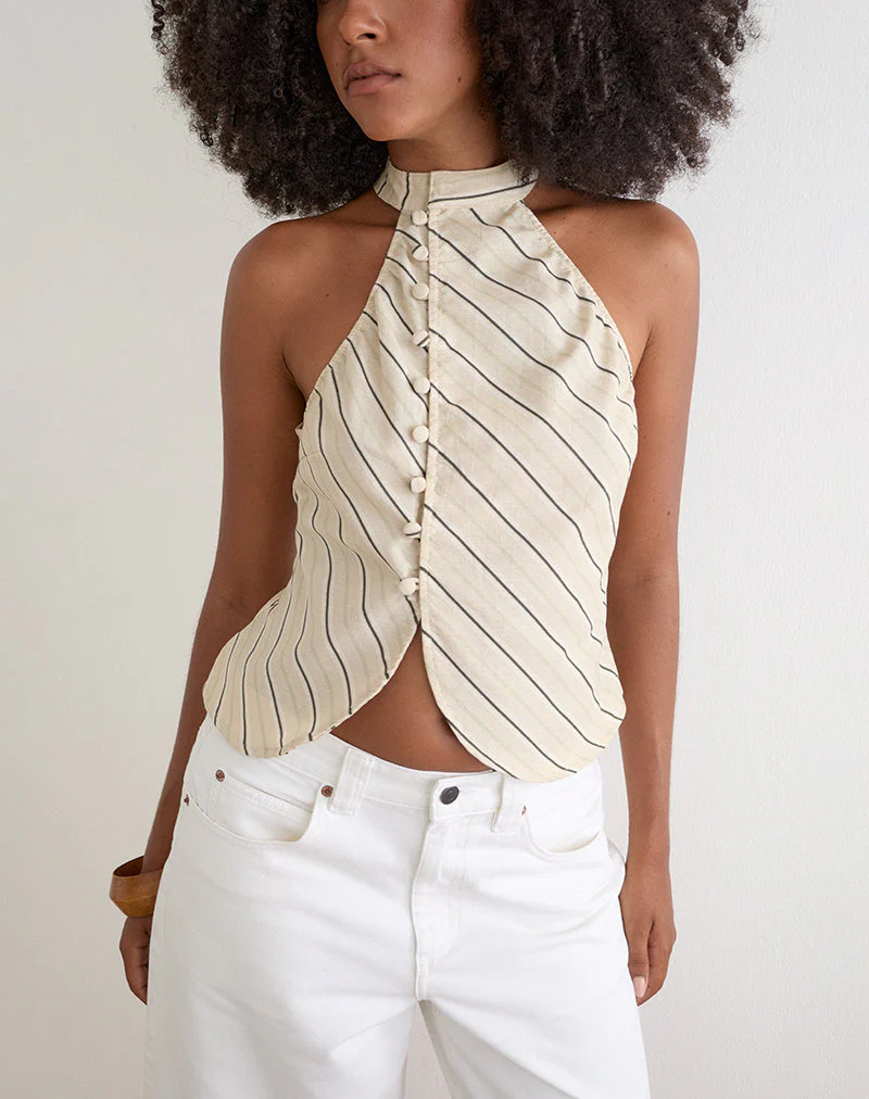 Iggya Top in Tilt Lines Beige