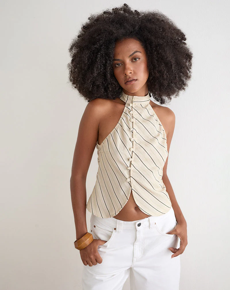 Iggya Top in Tilt Lines Beige - Image 2