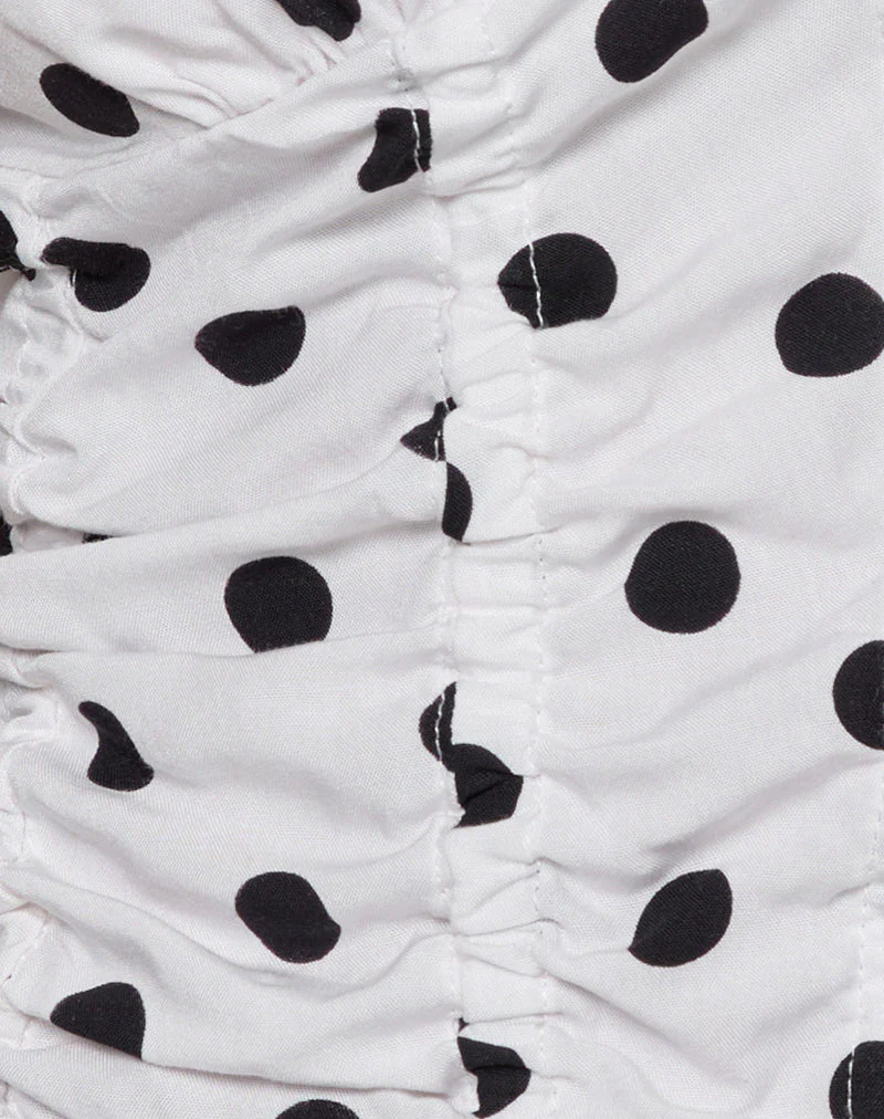 Ilase Ruched Blouse in 80s Polka White - Image 6