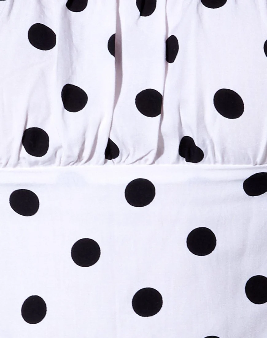 Irene Longsleeve Top in 80's Polka White - Image 5