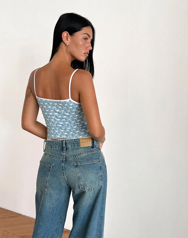 Isna Cami Top in Powder Blue XO Heart Print - Image 5