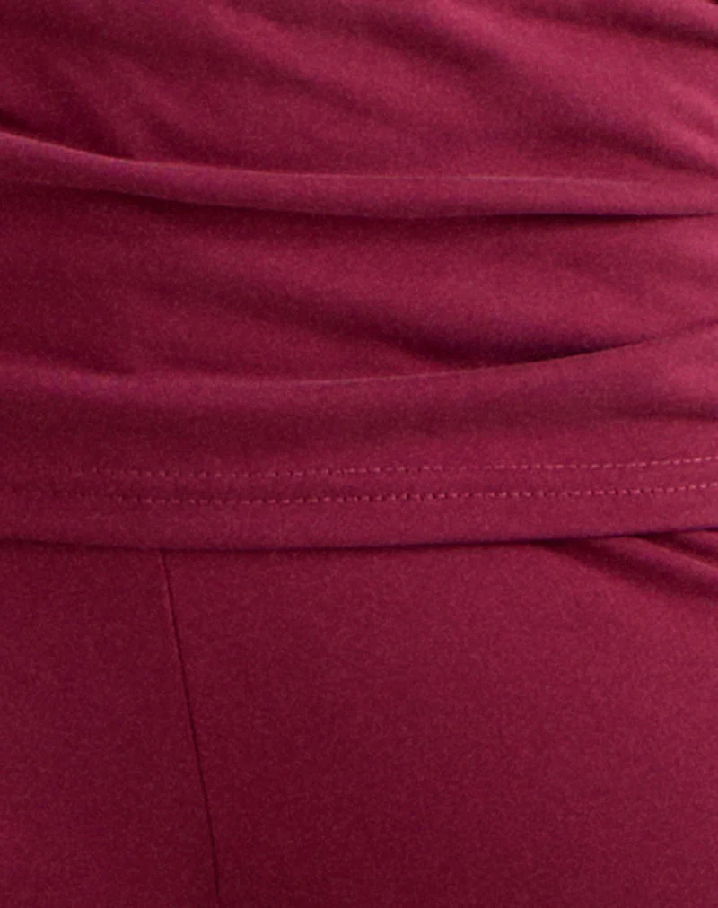 Jacita Low Rise Trousers in Cupro Burgundy - Image 6