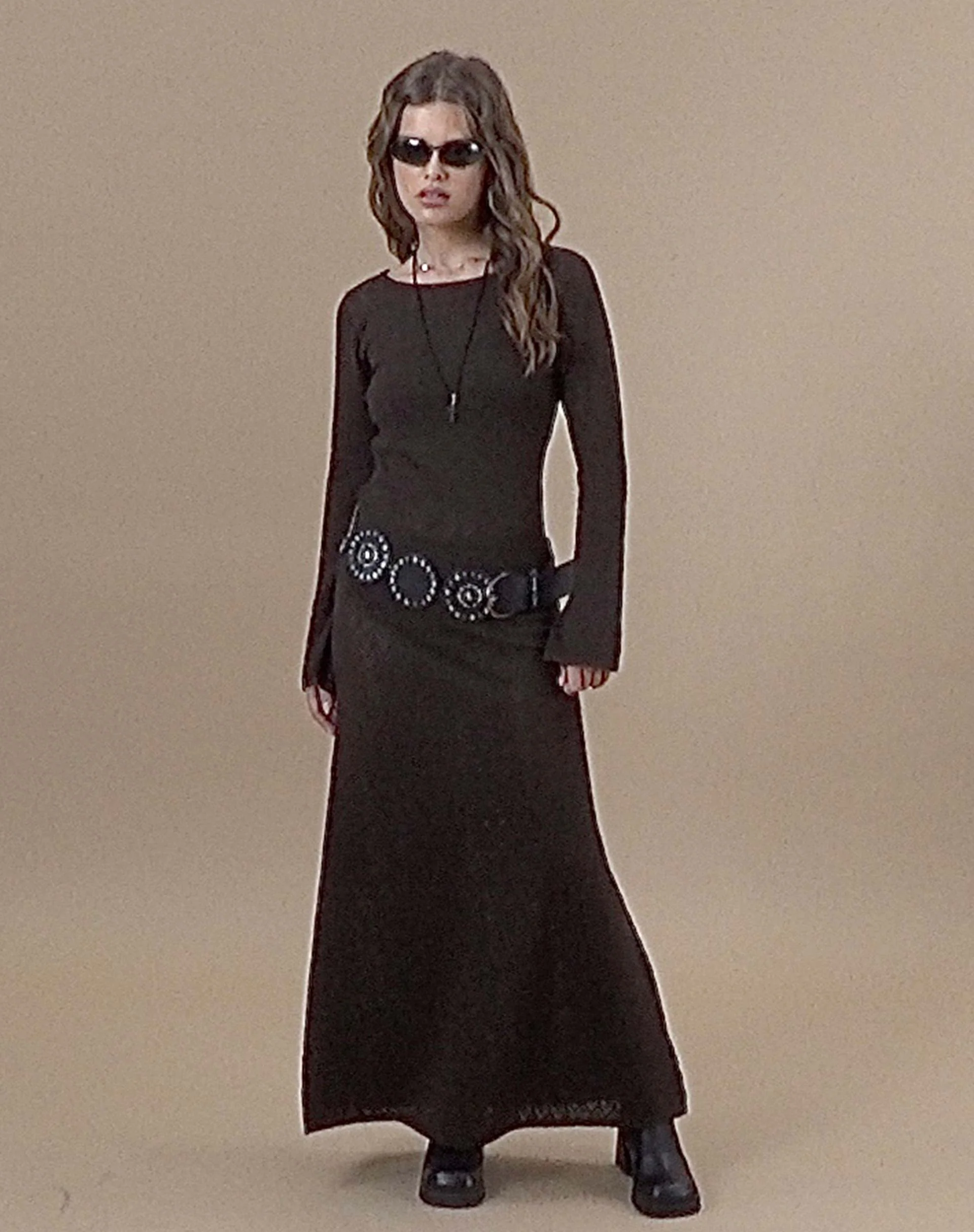 Jadie Long Sleeve Maxi Dress in Coffee - Image 4