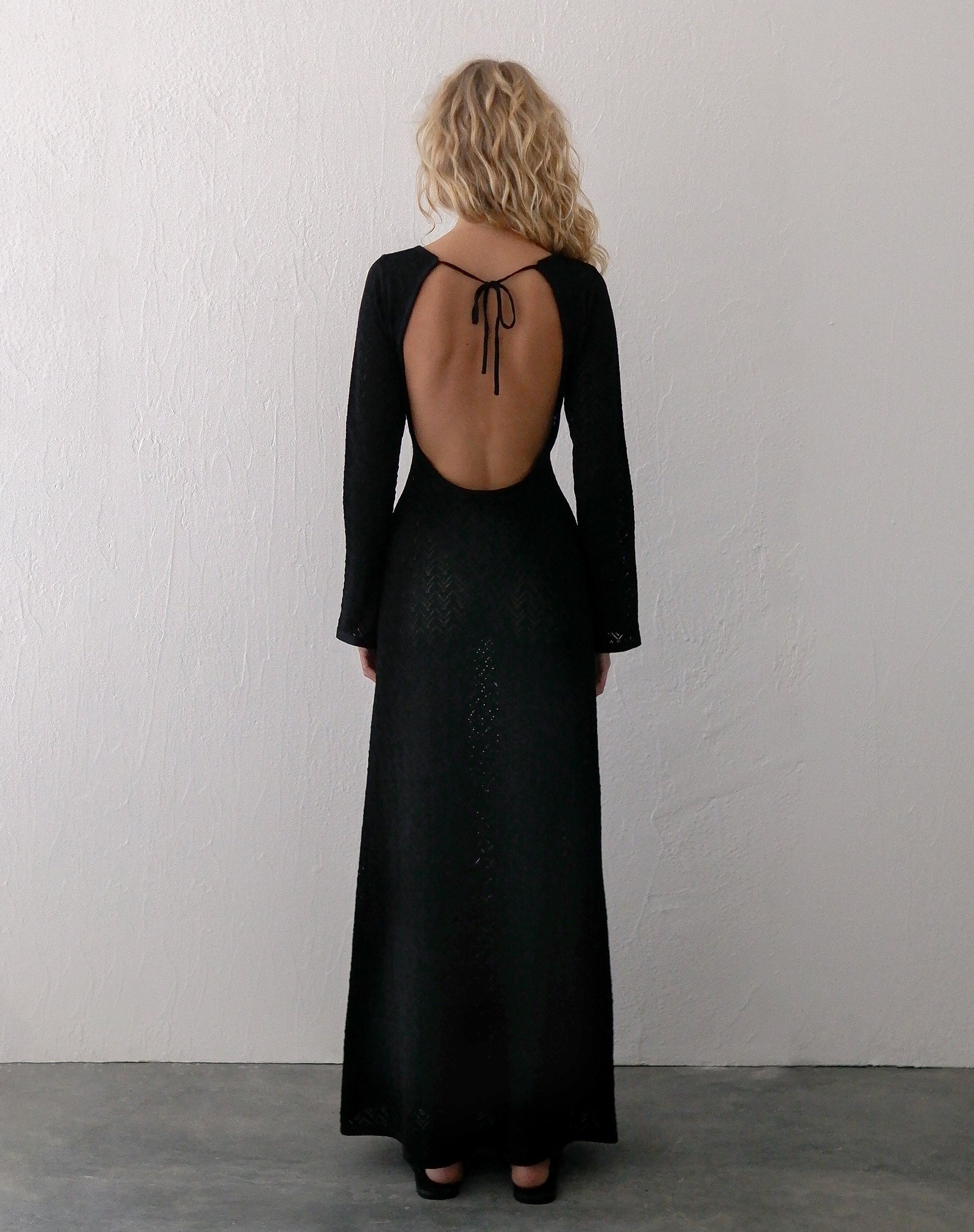 Jadie Open Back Maxi Dress in Black - Image 3