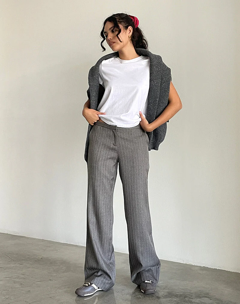 Jaliba Smart Trouser in Grey Pinstripe Tailoring - Image 2