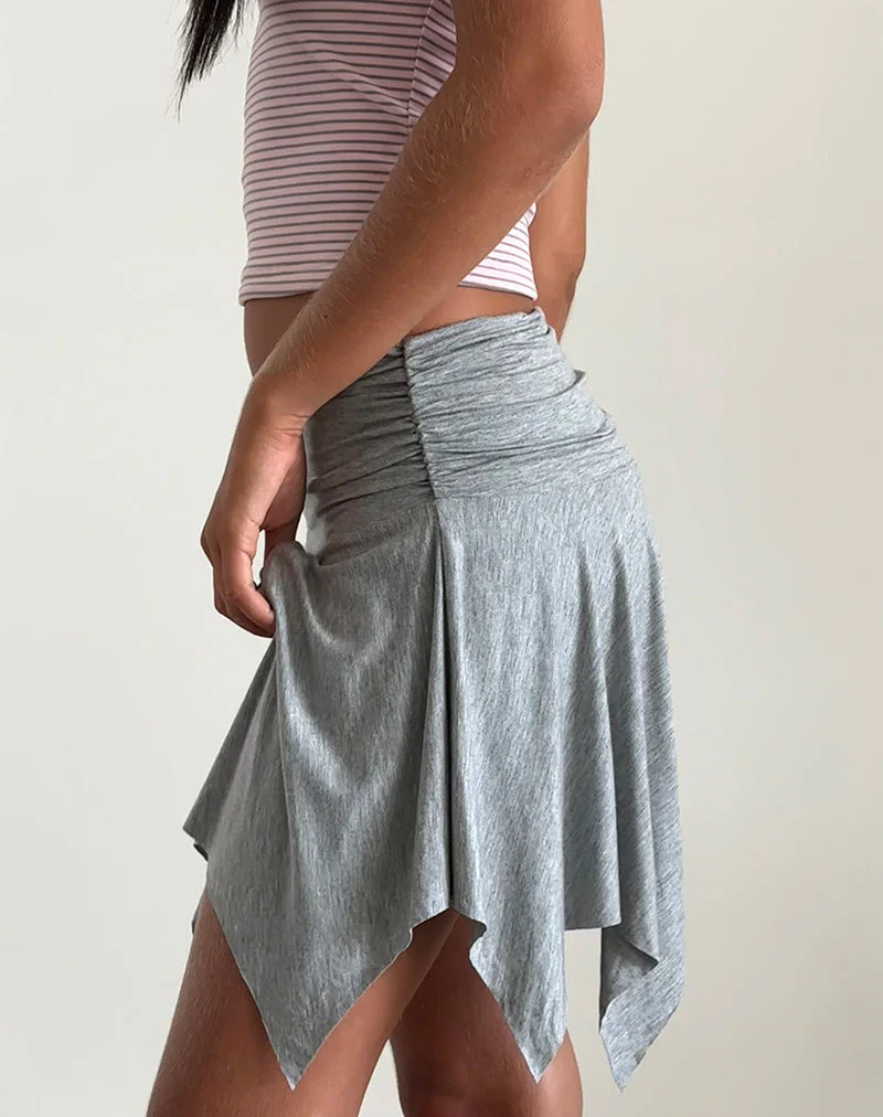 Jamelia Mini Skirt in Soft Jersey Grey Marl - Image 3