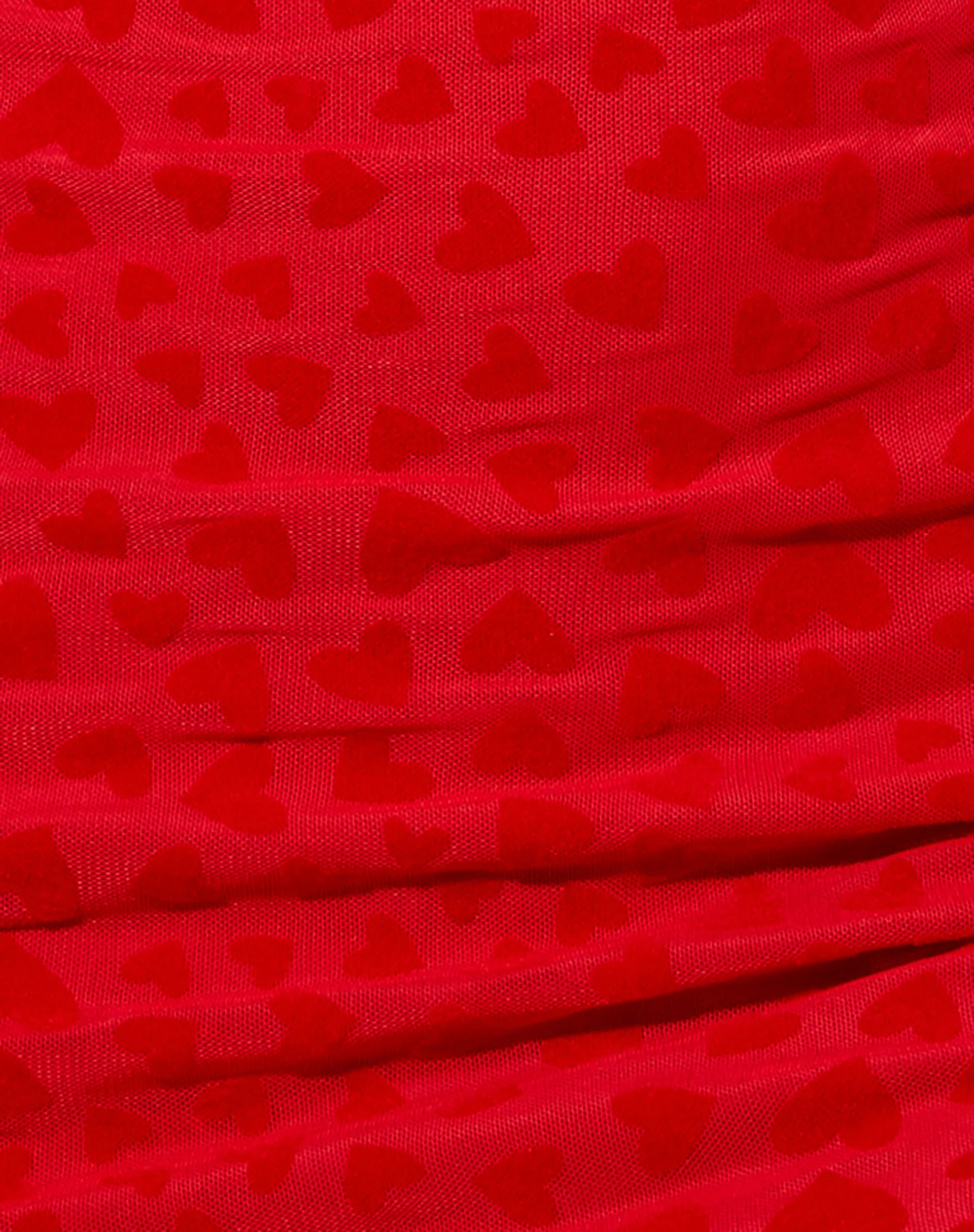 Jamila Mini Dress in Red Mesh Red Heart Flock - Image 6