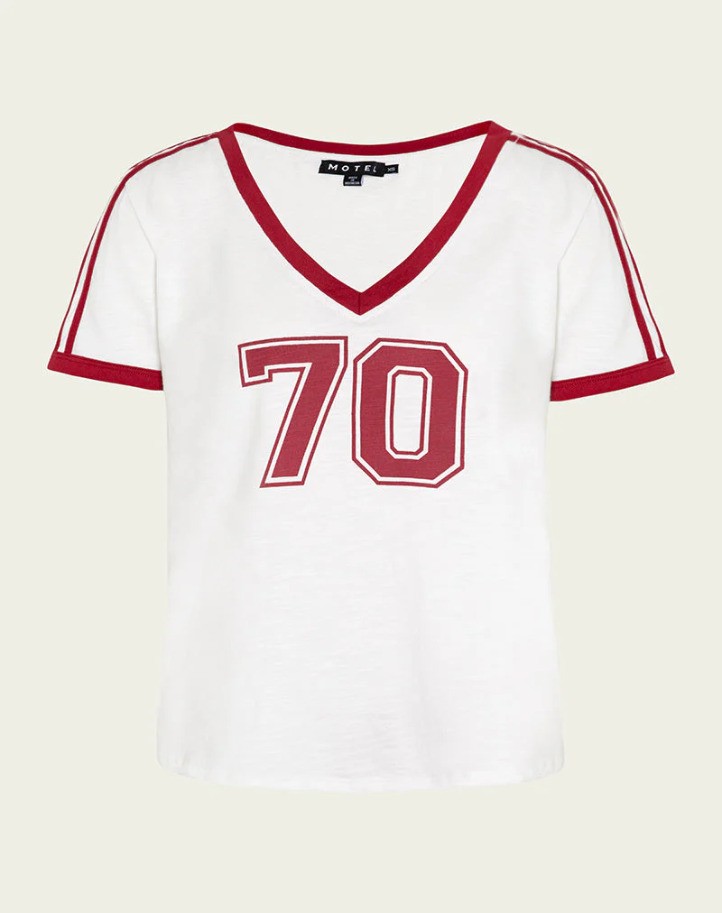 Janan Top in Off White with Adrenaline Red Binding - Image 5