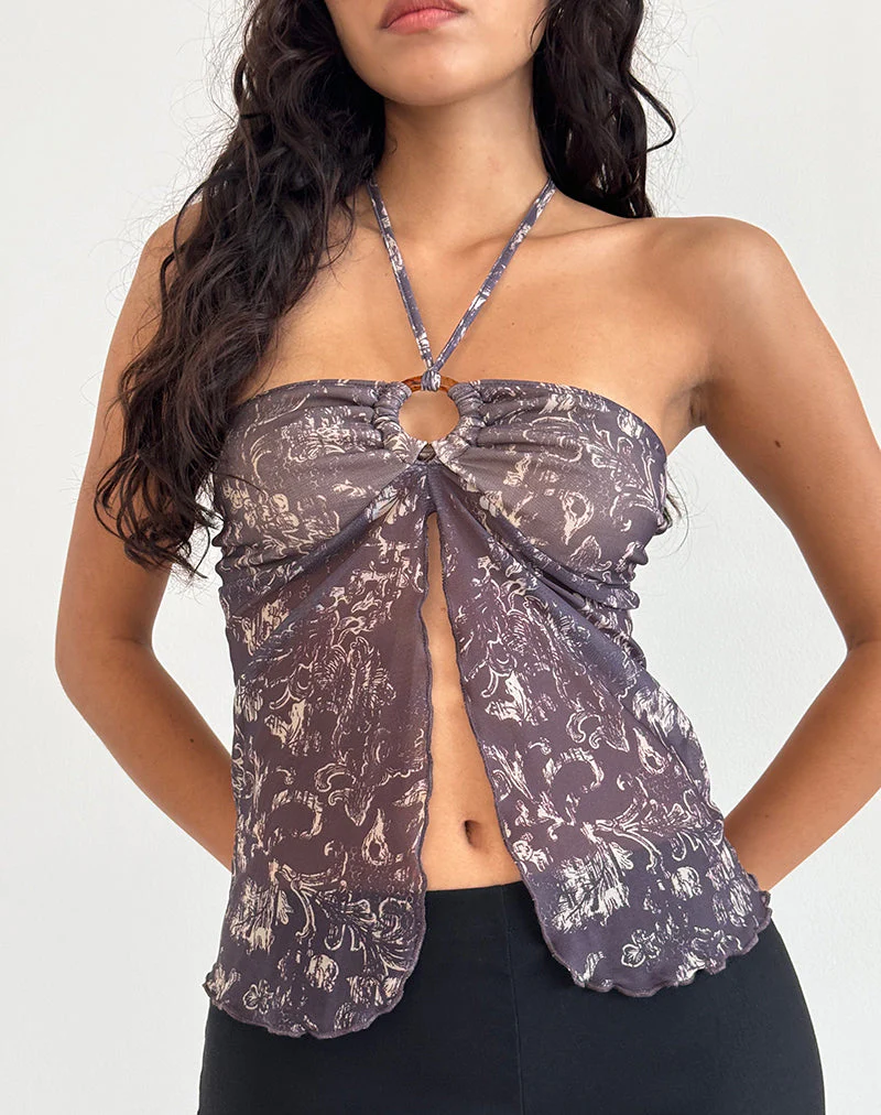 Janar Top in Batik Botanical Brown - Image 2