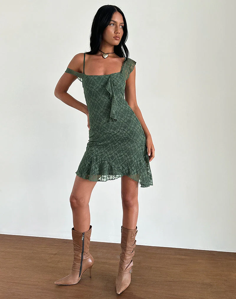 Jati Mini Dress in Sage Canina Rose Lace - Image 4