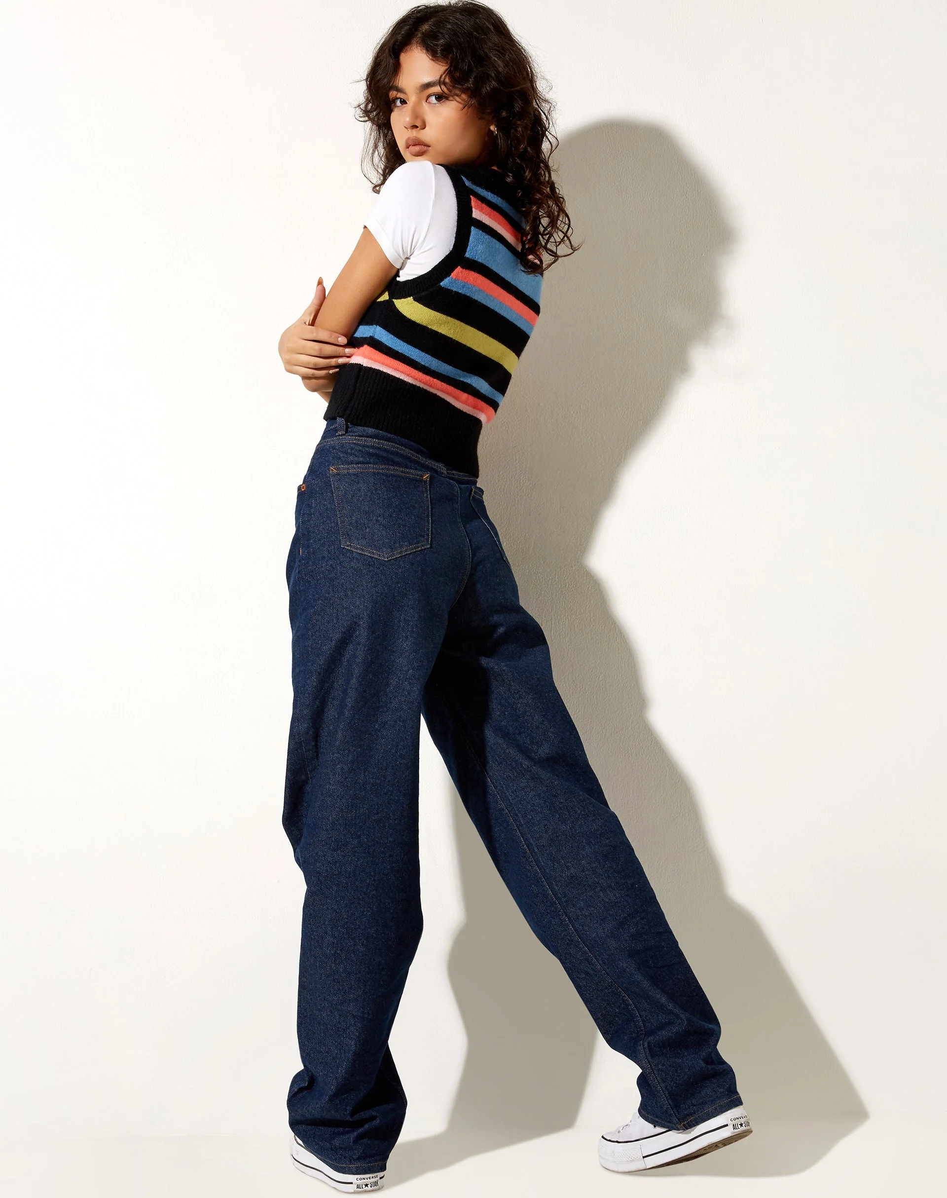 Jaya Vest in Multi Stripe Blue Black - Image 4
