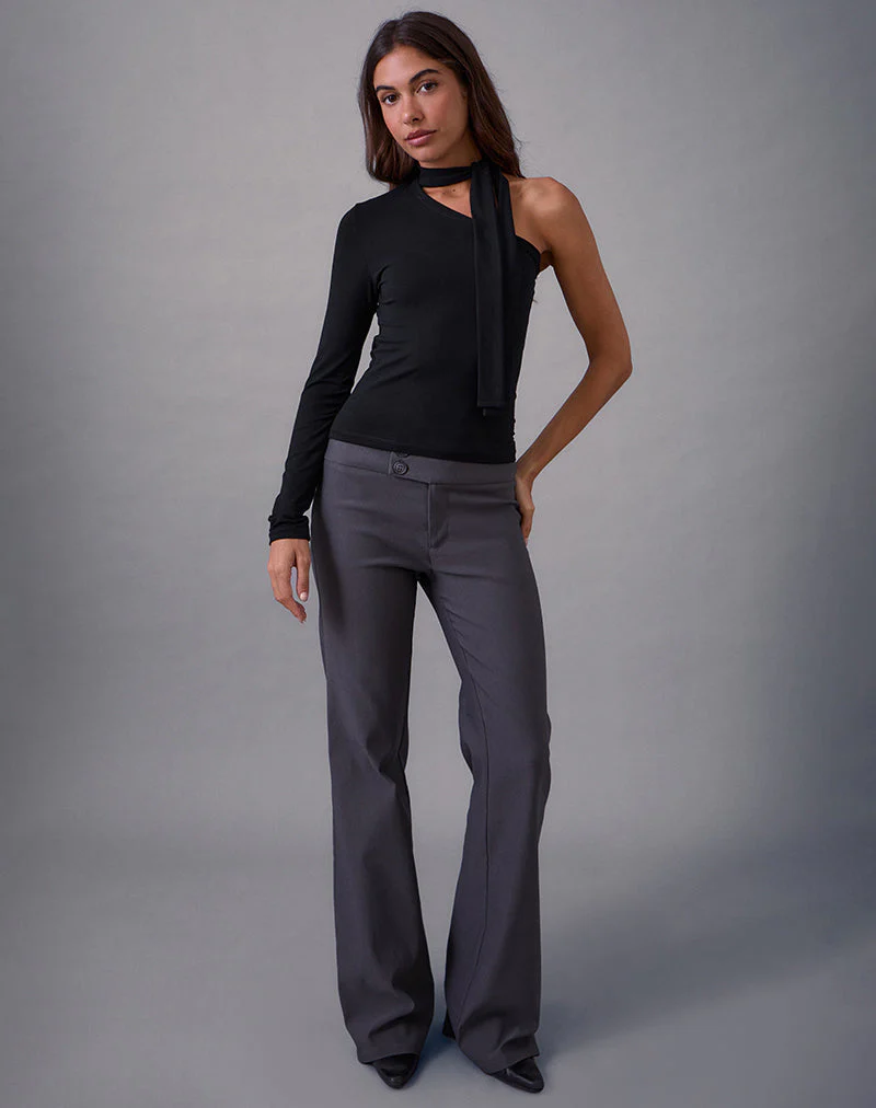 Jayahe One Sleeve Top in Rayon Jersey Black - Image 4