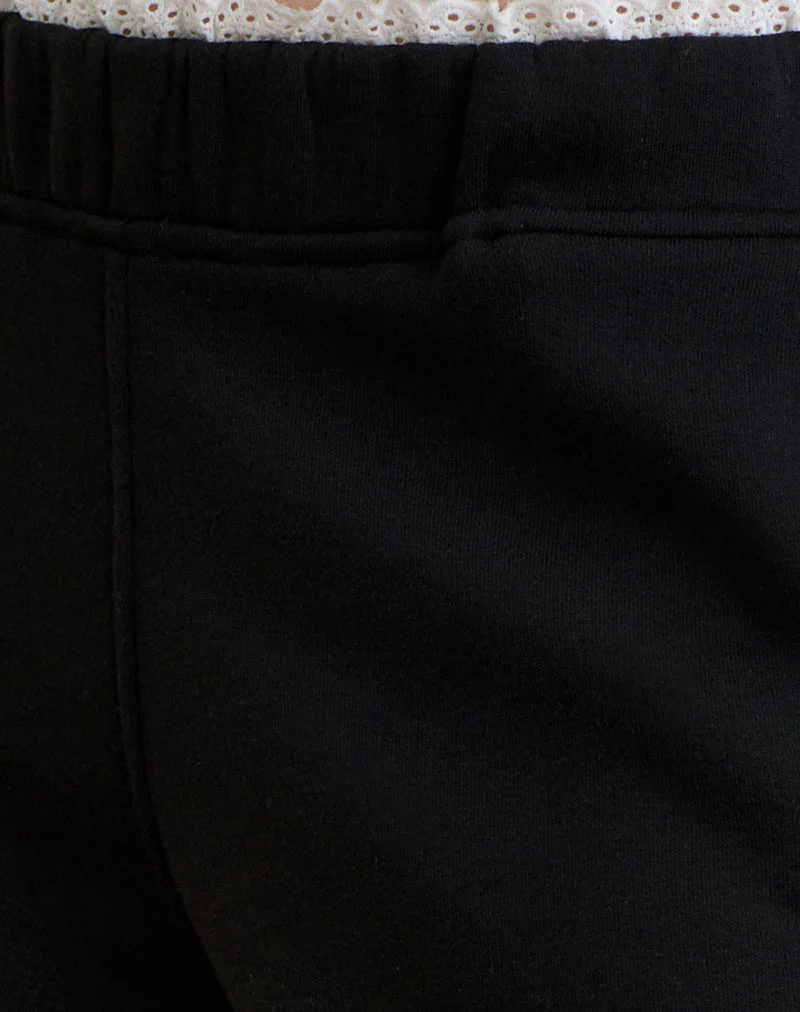 Jenita Loose Jogger in Black with White Picot Trim - Image 6