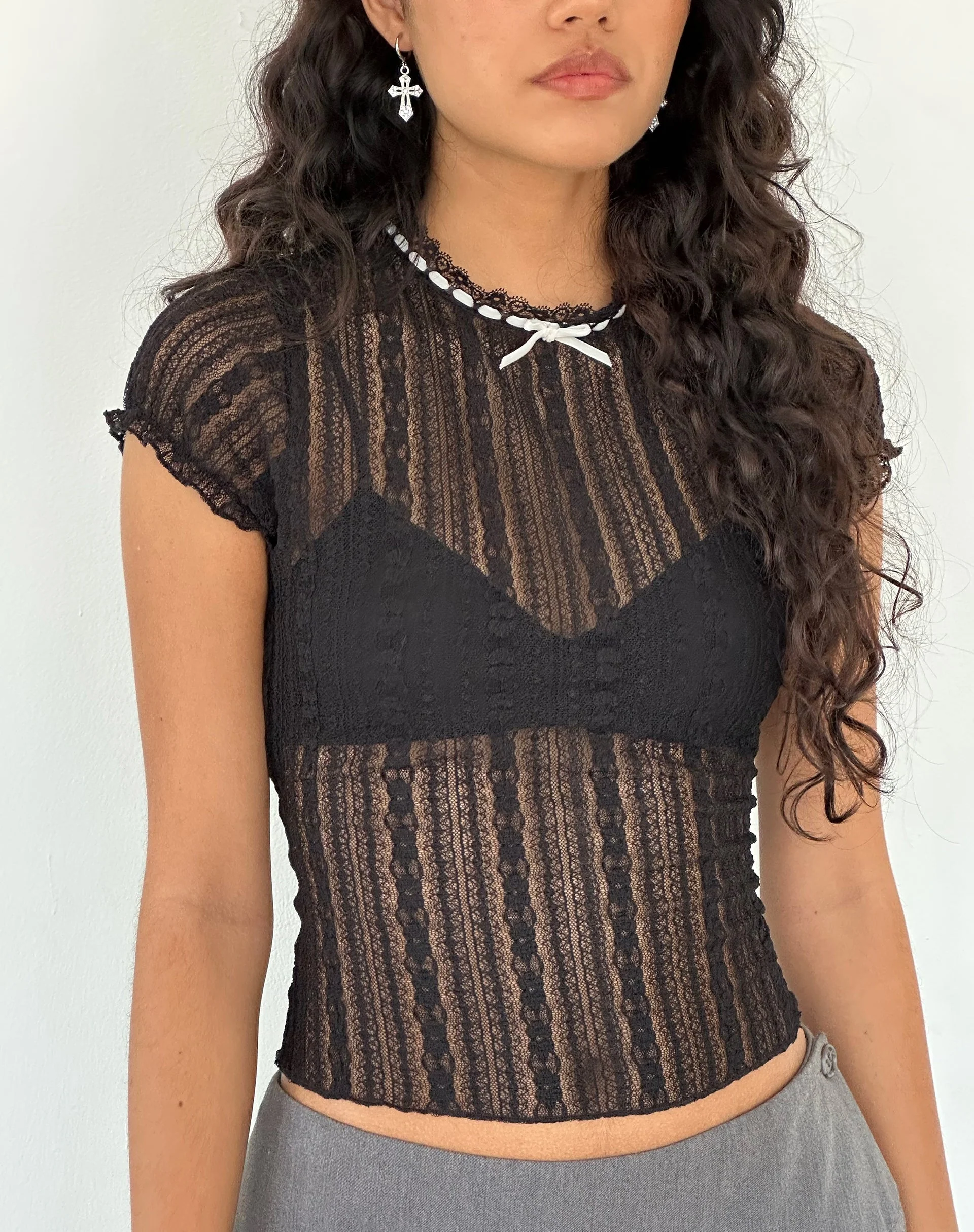 Jennifer Unlined Top in Lace Black - Image 4