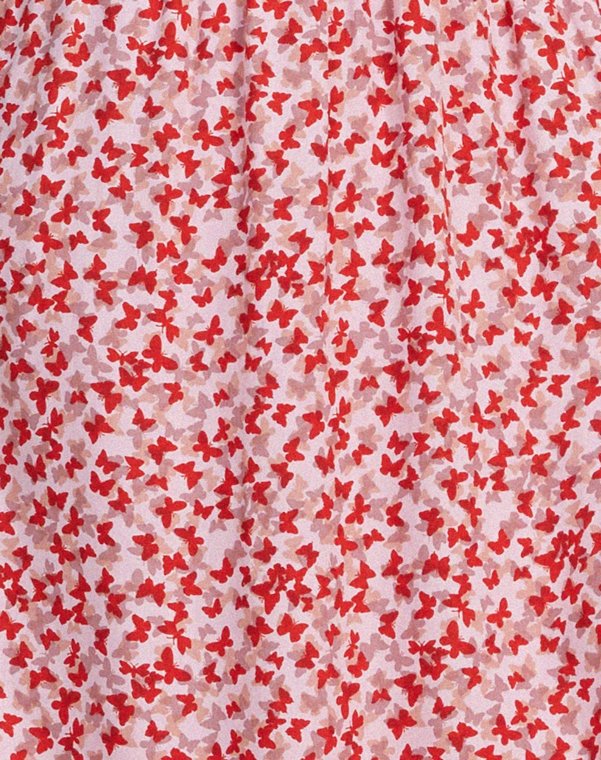 Jeyro Midi Dress in Ditsy Butterfly Peach and Red - Image 5